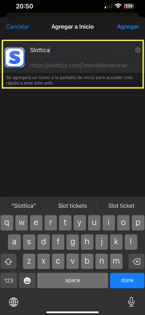 Selecciona "Añadir a la pantalla de inicio